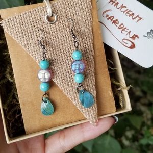 Blue moon dangle earrings